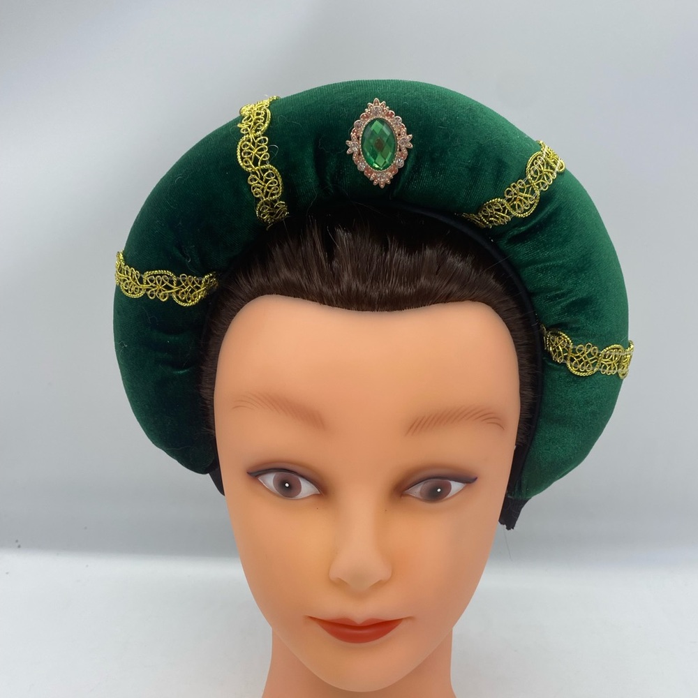 Green Velvet & Gold Medieval Headdress.